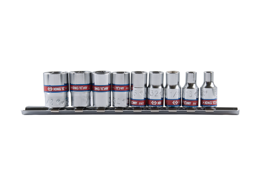 2509SR 9PC 1/4 A/F SOCKET SET ON RAIL